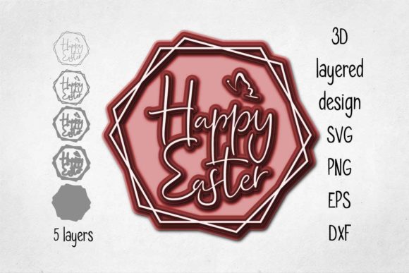 3D Layered Happy Easter for Creative Projects