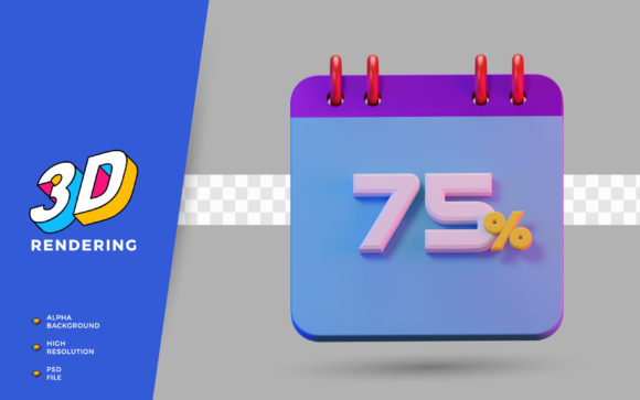 3D Render Calendar of Discount 75 for Your Projects
