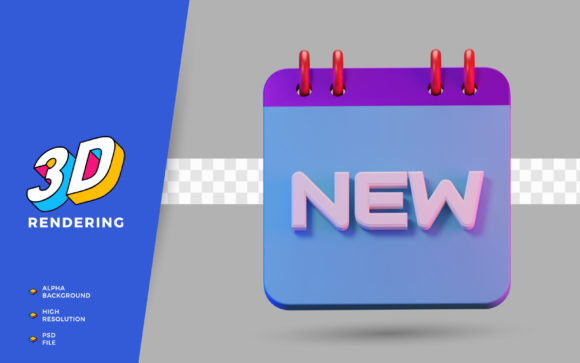 3D Render Calendar of New Year
