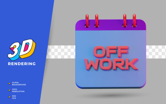 3D Render Calendar of off Work Holiday