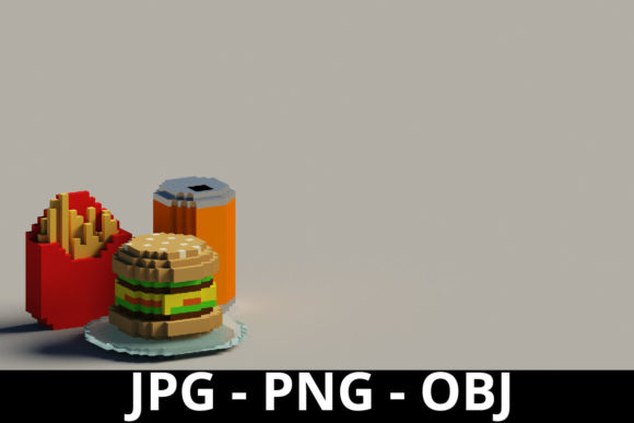 3d Rendering Junk Food Voxel Art