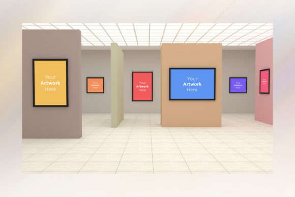 Art Gallery Six Frames Mockup 3D: Elevate Your Visual Presentation