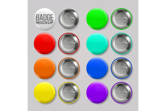 Badge Mockup Set Vector: Pin Brooch Evaluation