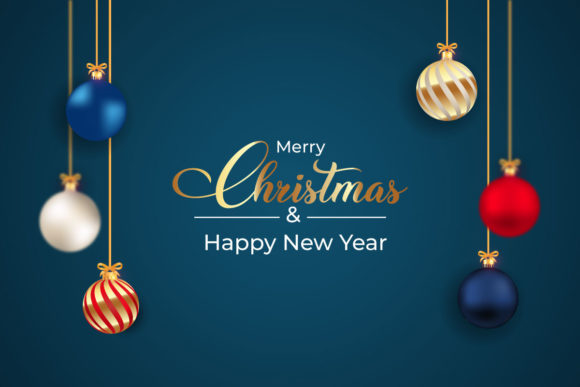 Christmas Ball on a Dark Blue Background