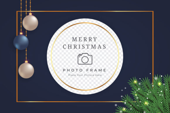 Christmas Photo Frame with Blue Balls