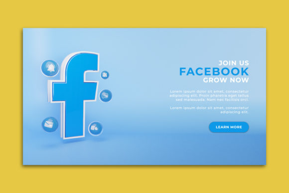 Elevating Digital Presence with Facebook Marketing Web and Social Banner 3D Renderings