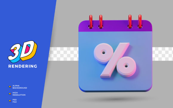 Elevating Visual Marketing with the 3D Render Symbol Calendar of Percent for Daily Reminder Super Sale Events