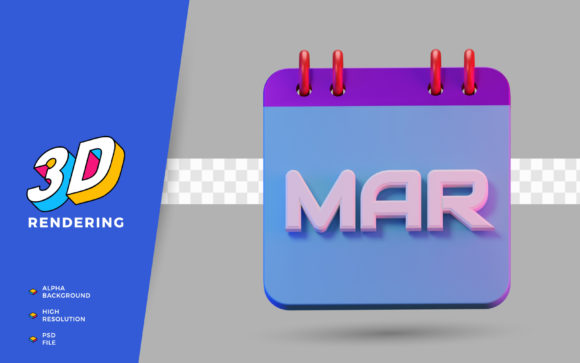 Unlocking the Visual Potential of a 3D Render Symbol of Calendar March Month for Modern Planning